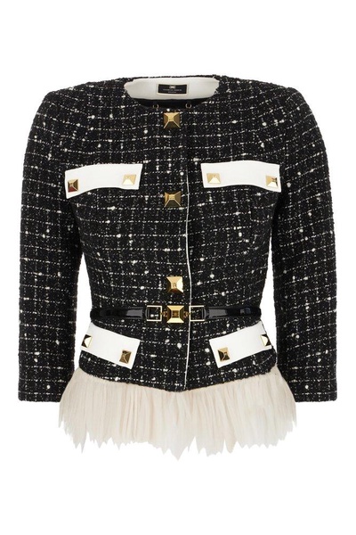 Elisabetta Franchi Tweed Embellished Jacket