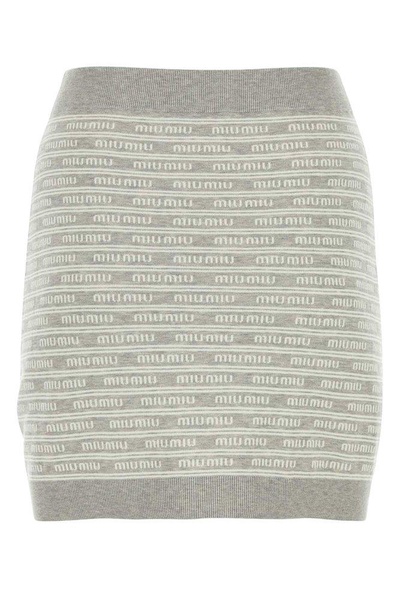 Miu Miu Logo-Embroidered Knitted Mini Skirt