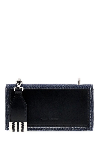 Alexander McQueen Charm Embellished Denim Messenger Bag