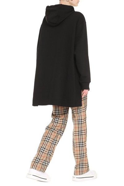 BURBERRY Women's Checkered Oversized Hoodie with Asymmetric Hem and Side Slits