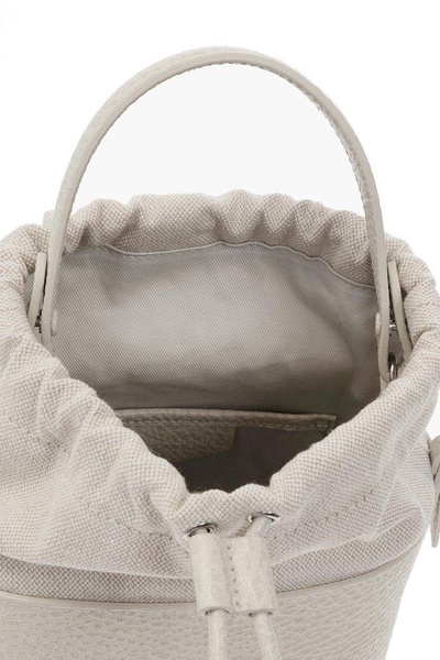 White '5a Bucket' With Chain Adjustable Shoulder Strap In Leather Woman