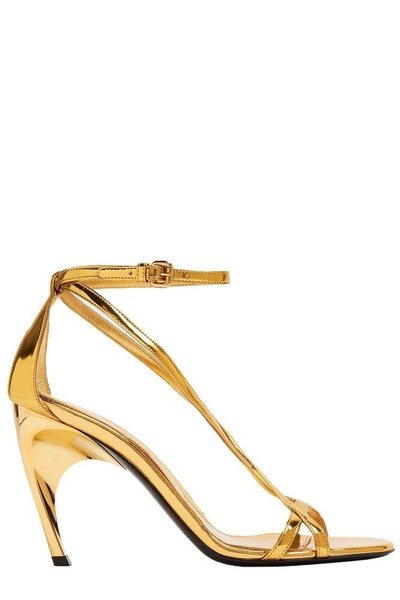 Alexander McQueen Armadillo Metallic Ankle Strap Sandals