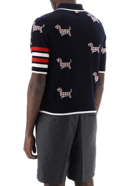 Thom Browne Hector Intarsia-Knit Short Sleeved Polo Top