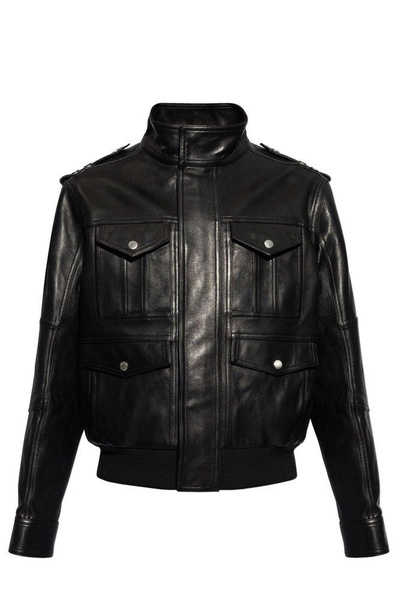 Balmain High-Neck Leather Jacket