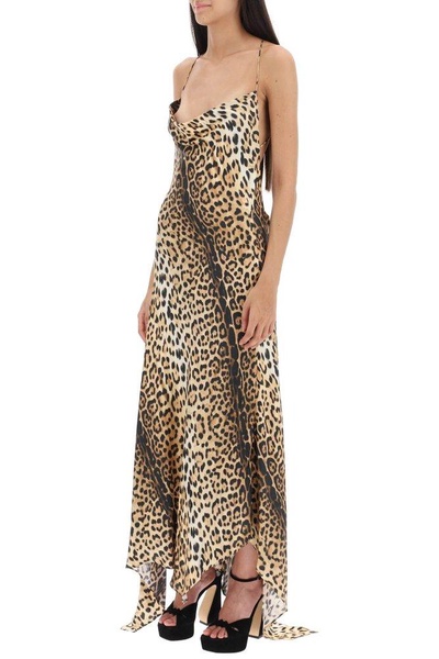 Roberto Cavalli Jaguar-Printed Halterneck Dress