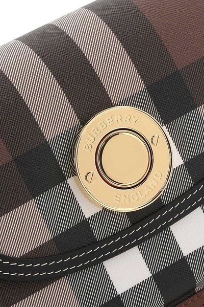 Burberry Logo Engraved Checked Crossbody Bag