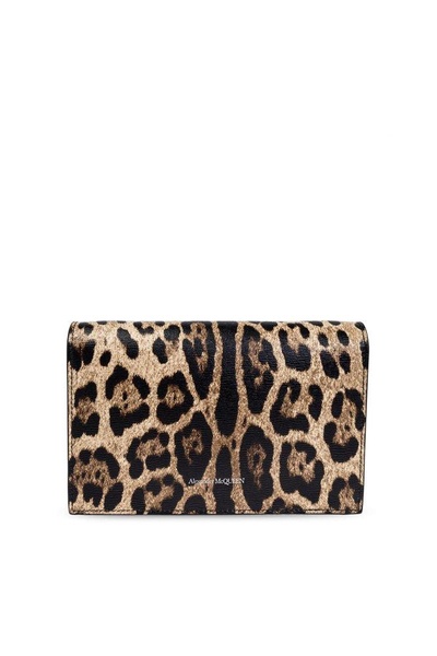 Alexander McQueen Leopard Printed Small Skull Clutch Bag