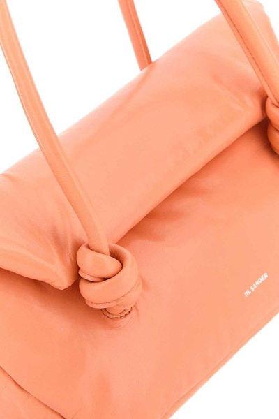 Peach pink leather small Knot Handle handbag