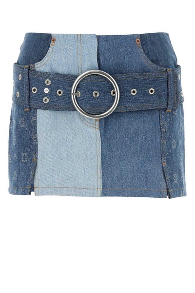 Marine Serre Panelled Belted Denim Mini Dress