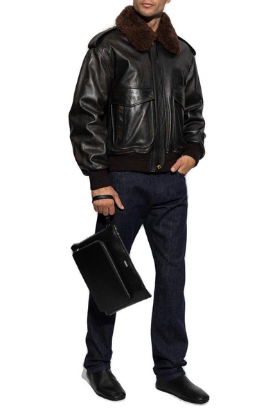 Versace Leather jacket with detachable collar