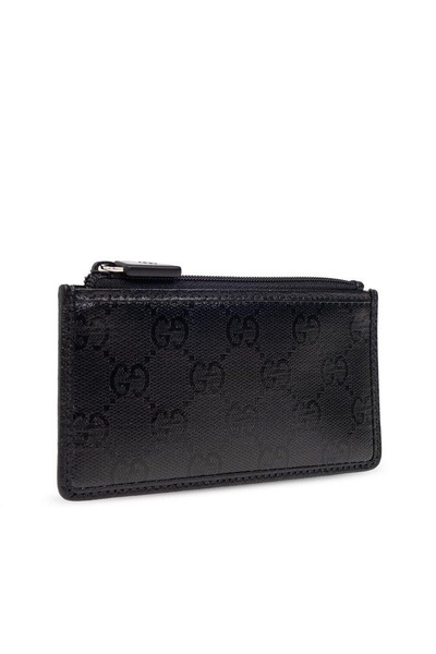 Black GG Crystal Canvas Card Holder 