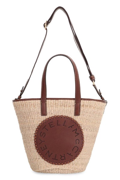 Stella Mc Cartney Raffia Shoulder Bag With Logo.