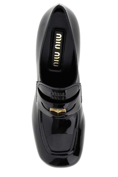 Miu Miu High-Heeled Slip-On Moccasins