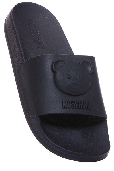 Moschino Logo Embossed Round Toe Slides