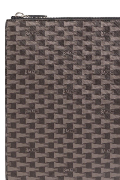 Bally Logo Printed Zipped Clutch Bag