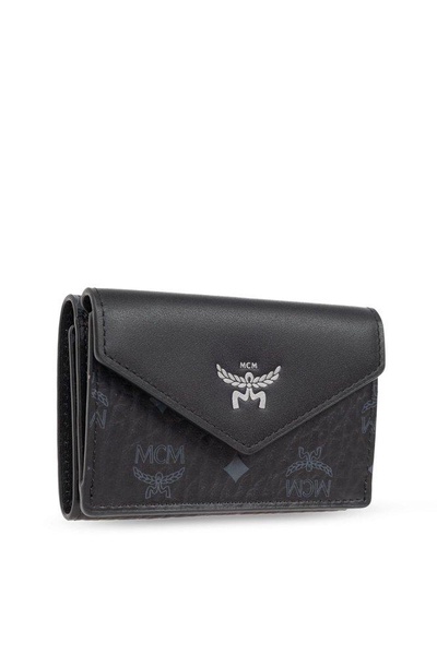 MCM Logo Embossed Foldover Wallet