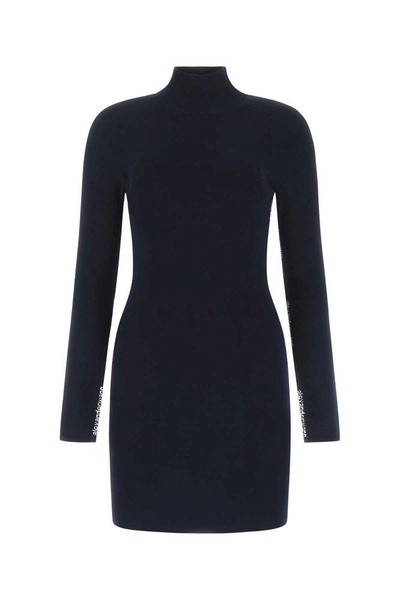 Alexander Wang Funnel Neck Intarsia-Knit Dress