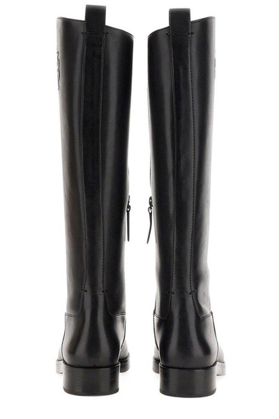 Tory Burch Logo Embossed Riding Boots