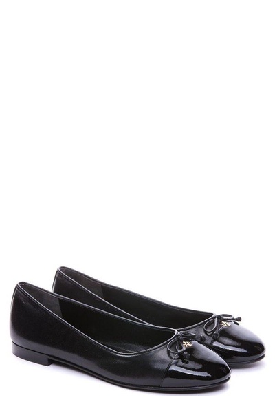 Bow-detail leather ballet flats