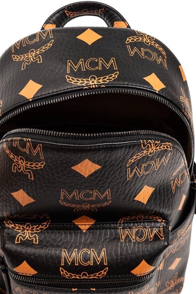 MCM All-Over Logo Printed Zipped Backpack