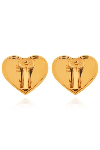 Moschino Logo-Engraved Heart Clip-On Earrings