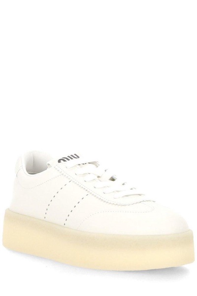 Miu Miu Logo-Patch Lace-Up Sneakers