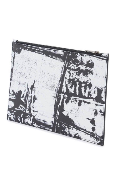 Alexander McQueen Graffiti Logo Printed Zipped Clutch Bag