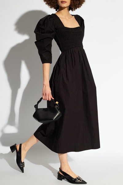 Ganni Dress With Puff Sleeves