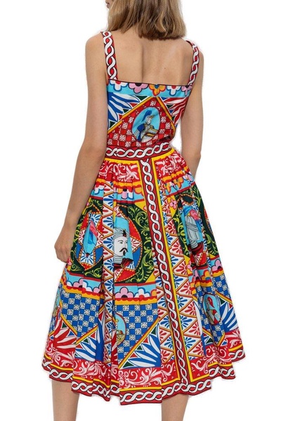 Dolce & Gabbana Carretto Printed Square Neck Midi Dress