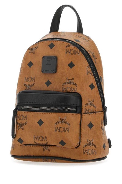 MCM Stark Monogram Print Zipped Backpack