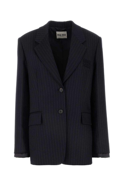 Miu Miu Pinstriped Single-Breasted Tailored Blazer