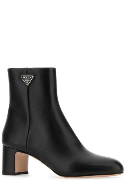 Prada Logo Plaque Rounded Toe Boots