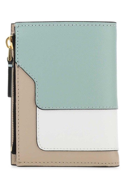 Marni Logo Detailed Panelled Zipped Wallet