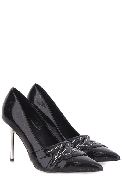 Karl Lagerfeld Pointed Toe Studs Embellished Pumps