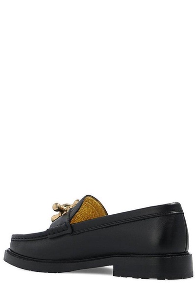 Moschino Logo Plaque Round Toe Loafers