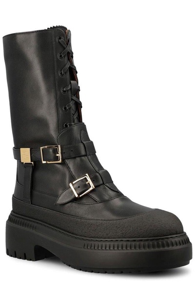 Fendi Delfina Lace-Up Biker Boots