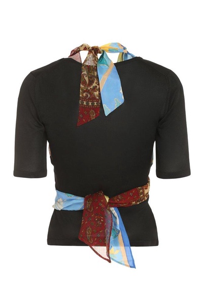 Marine Serre Twisted Scarf Embellished Top