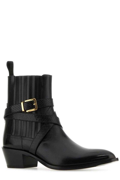 Bally Pointed-Toe Buckle-Detailed Ankle Boots