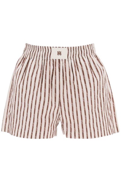 Amiri Logo Patch Striped Pajama Shorts