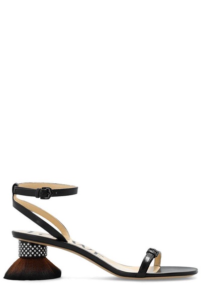 Loewe Petal Brush Heeled Ankle Strap Sandals