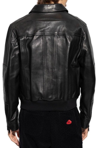 Balmain Classic Collared Zipped Leather Jacket