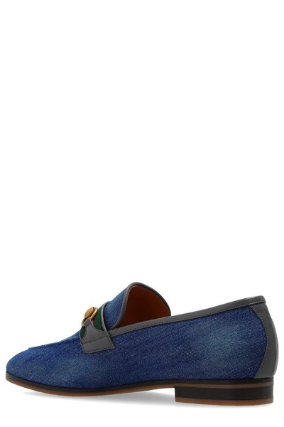 Paride Leather-Trimmed Denim Horsebit Loafers