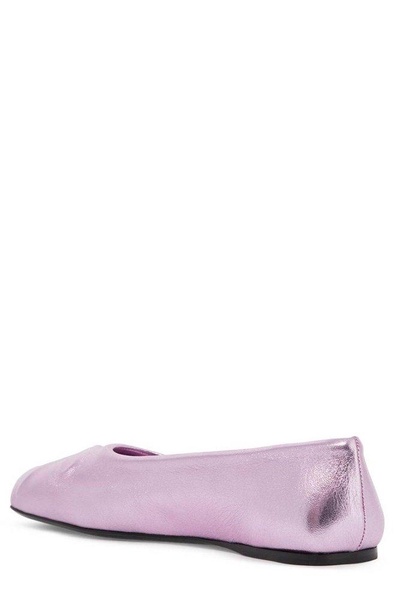 Marni Little Bow Slip-On Metallic Ballerina Shoes