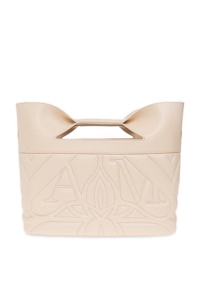 Cream White 'the Bow' Quilted Bag In Calf Leather