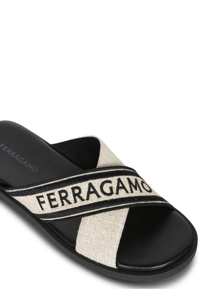 Ferragamo Crossover-Strap Slip-On Sandals