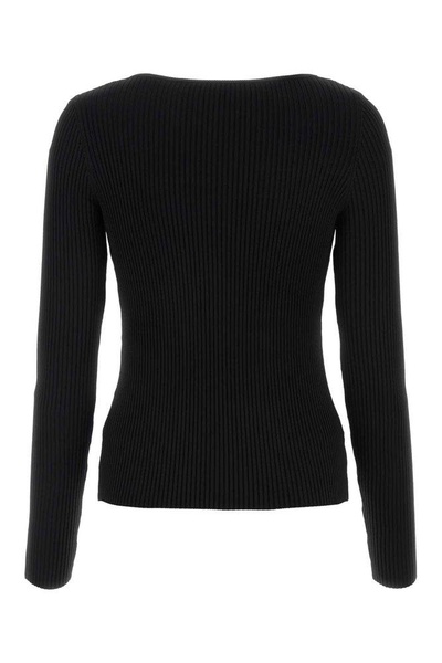 Coperni Long Sleeved Cut-Out Detailed Ribbed-Knit Top