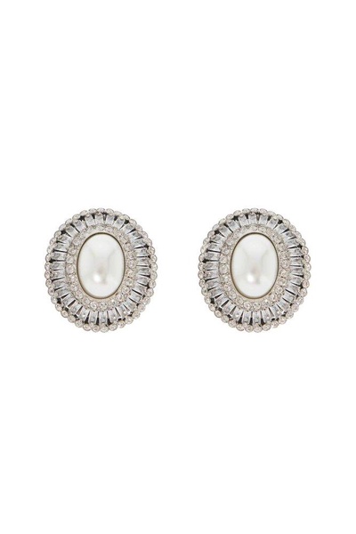 Alessandra Rich Embellished Logo Engraved Earrings