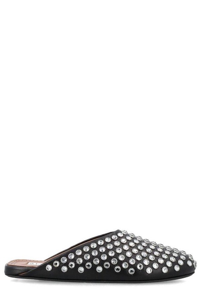 Alaïa Crystal-Embellished Slip-On Mules