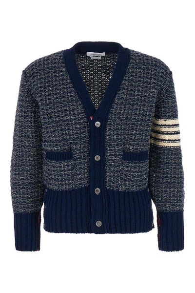 Thom Browne 4-Bar Mélange-Effect Button-Up Cardigan