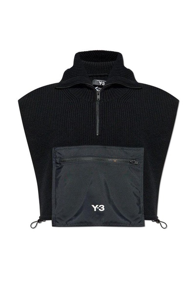 Y-3 Logo Printed Half-Zip Ribbed Vest